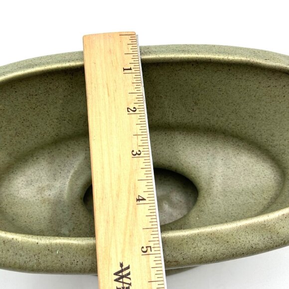 Vintage Haeger Pottery Green Oval Compote Planter Mid Century - Picture 15 of 16
